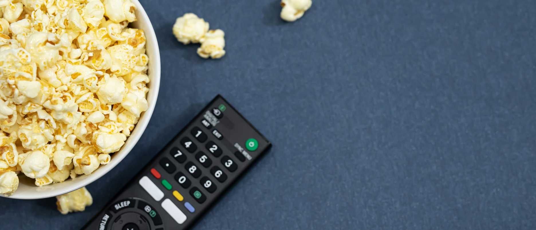 Popcorn with TV remote For watching movies online